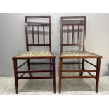 Pair of Victorian hall chairs with upholstered seats