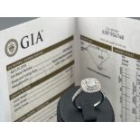 GIA certified D-colour si1 princess cut diamond ring 0.63ct centre stone and double shoulders in