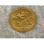 Gold coin 1907 half sovereign coin