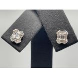 18ct white gold mixed cut diamond studs 1.5cts