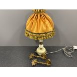 Pair of piano candle holders with beautiful design and a marble lamp and shade