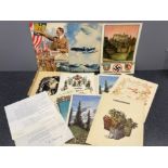 Germany third Reich illustrated telegram farms (18) striking images including Hitler, zeppelin etc