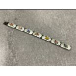 Beautiful Finn Jensen 7 panels sterling silver enamel bracelet approx 19cms in excellent condition