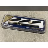 Osmiroid calligraphy set with italic medium, B2 and B4 nibs in rolled gold