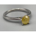 1ct fancy yellow diamond solitaire ring in 18ct white gold size M 2.8g