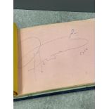 Autograph album including John Geilgud, Vivian Leigh, Frankie Howard, John Mills, William