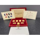 Silver. Boxed set of hallmarked sterling silver, gold plated stamps issued to celebrate the