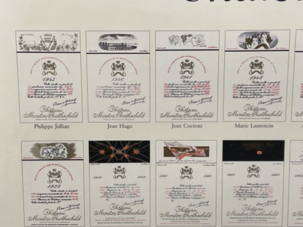 Framed chateau mouton Rothschild wine label poster 103cm x 70cms - Image 2 of 4