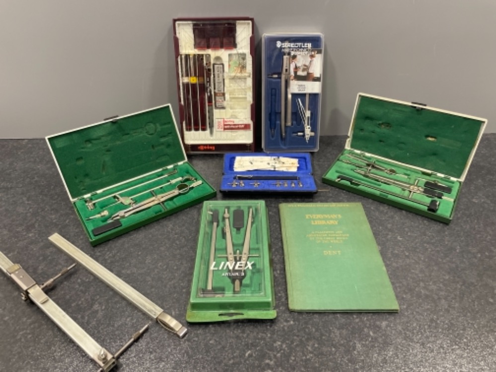 Large lot of drawing and measuring implements