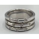 14ct white gold diamond multi band ring size L 7.36g