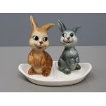 Vintage west German bunny rabbit salt and pepper shakers