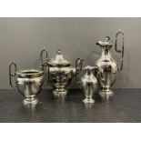 Stunning Victorian silver hallmarked 4-piece tea set. Centurion head finial. Sheffield 1875 Makers