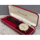 9ct gold Mappin & Webb gents wristwatch in good condition in original case