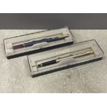 2 Parker slimline pens. New in boxes including cartridges and rolled gold nibs