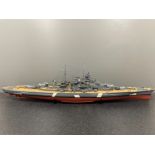 Hand built model of the pocket German battleship Bismarck- sunk in May 1941 splendid presentation on