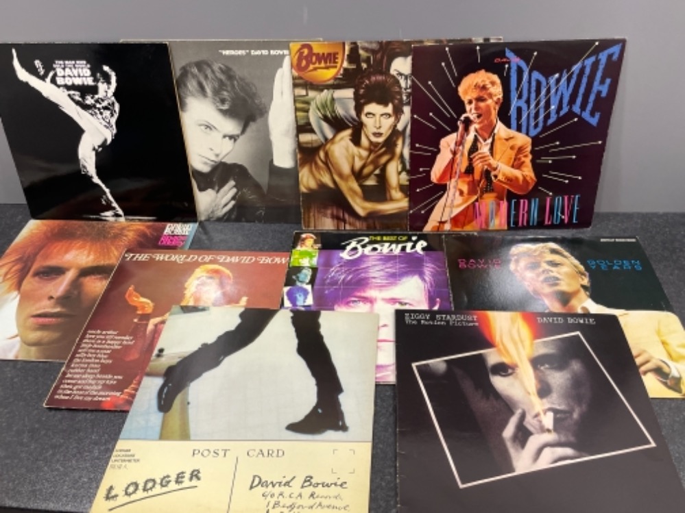 David Bowie vinyls x10 including The man who sold the world, Heroes, Diamond Dogs and The best of