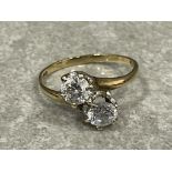 9ct gold 2 stone ring size P