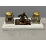 Twin bottle inkwell depicting Arab seller