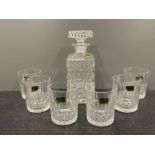 Vintage East German crystal decanter and 6 whiskey glasses by Lausitzer 1960s