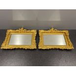 Pair of gold gilt mirrors 36cm x 31cms