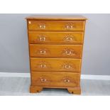 Malaysian wood hand carved 5 drawer chest of drawers 90x50x132cm