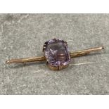 Large 9ct gold and amethyst brooch