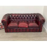 Red leather chesterfield 3 seater sofa in oxblood