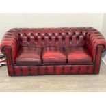 Red leather chesterfield 3 seater sofa in oxblood