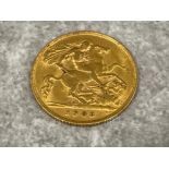 Gold coin 1908 half sovereign