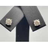 18ct white gold solitaire diamond studs 0.80cts