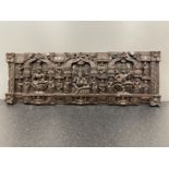 Stunning hardwood hand carved Indian/Far Eastern religious piece 120cm x 40cms