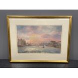 Walter Holmes (b.1936) “The tyne at Newcastle” pastels signed bottom right 26cm x 34cms