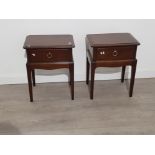 Pair of stag minstrel bedside cabinet tables in mahogany