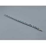 Silver aquamarine set line bracelet 19.3g