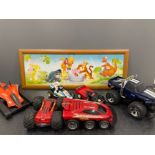 6 remote control cars and Disney picture of tigga etc