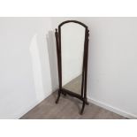 19th century mahogany cheval mirror 153x59cm