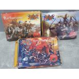 3 boxed wargame minatures from the game Mighty Armies, Barbarians, Wild elves and Sorcerers legion