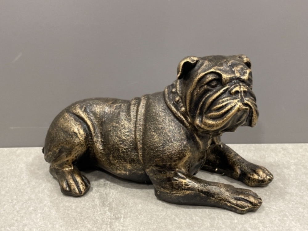 Bulldog lying in Bronze affect 24cm x 15cms