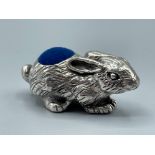 Silver rabbit pincushion