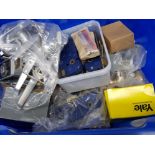 Large box of door hardware, Yale locks, 5 lever locks, handles etc