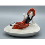 Ceramic Art Deco style lady figure in the form of a dish