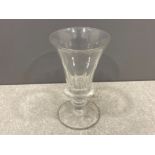 Georgian wine glass c1830 blade cut flared funnel bowl with double blade knop stem the top knop