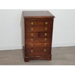 Regency style mahogany 7 drawer chest with brass effect handles 54x45cm