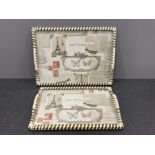 2 french decorative serving trays