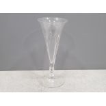 A superb and tall late 1800c ale glass funnel bowl blade cut and sliced over the knop stem at the