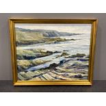 Thomas McAndrew (1916-2002) founder of the Hartlepool art club “coastal scene” oil on board signed