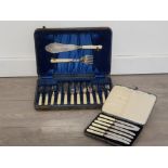 Well presented fish eating cutlery set marked E.P.N.S in original box together with a viners knife