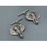 Pair of silver elephant style cuff links 6.8g