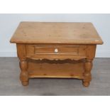 Pine Occasional / coffee table , with central draw and lower shelf . W 910 mm x D 630 mm H 590 mm