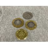 Trial £1 coin set 2014, 2015 & 2016 not legal tender plus error mule 20p coin with no date
